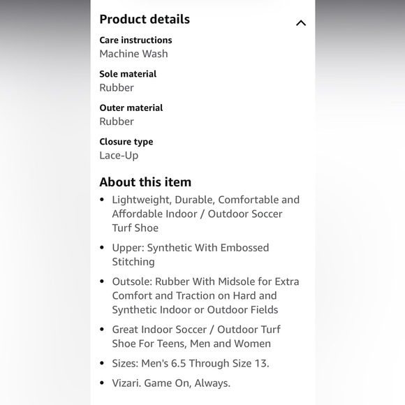 Vizari Tesoro TF Turf Soccer Shoes, 7.5 - Picture 9 of 12